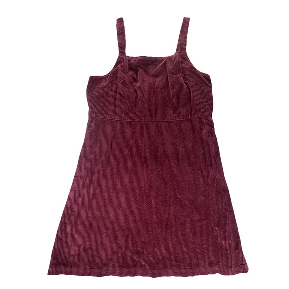 American Eagle Outfitters Dresses & Skirts - American Eagle Size Medium Corduroy Skirt Overall Dress Wine Adjustable Straps